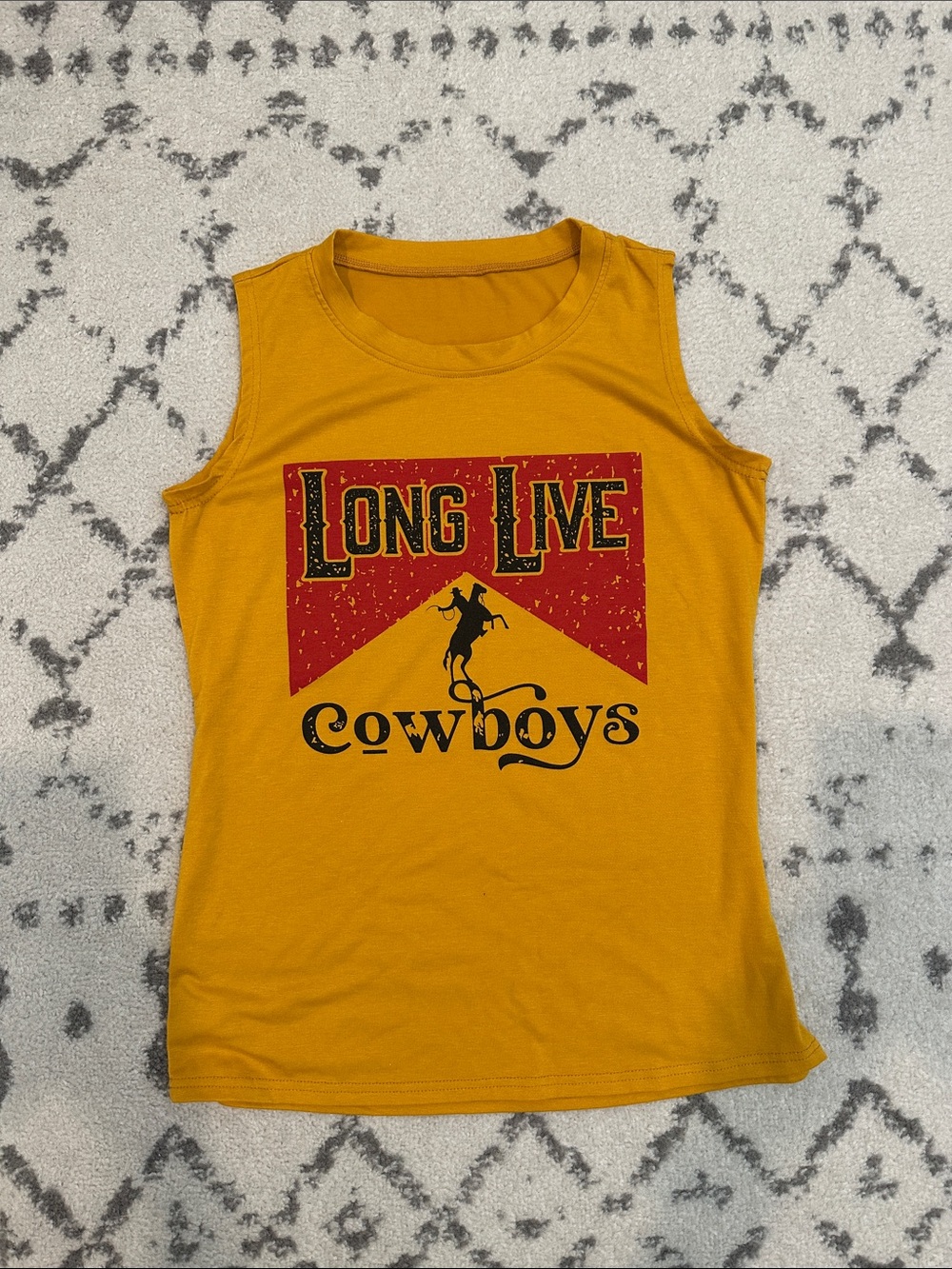 Long Live Cowboys Kids' Mustard Yellow Graphic Tank Top